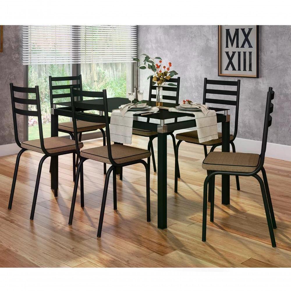 Kit Mesa Malva Sf Preto Tp Vidro 1,40 Preto C/06 Cad. 118 - 1