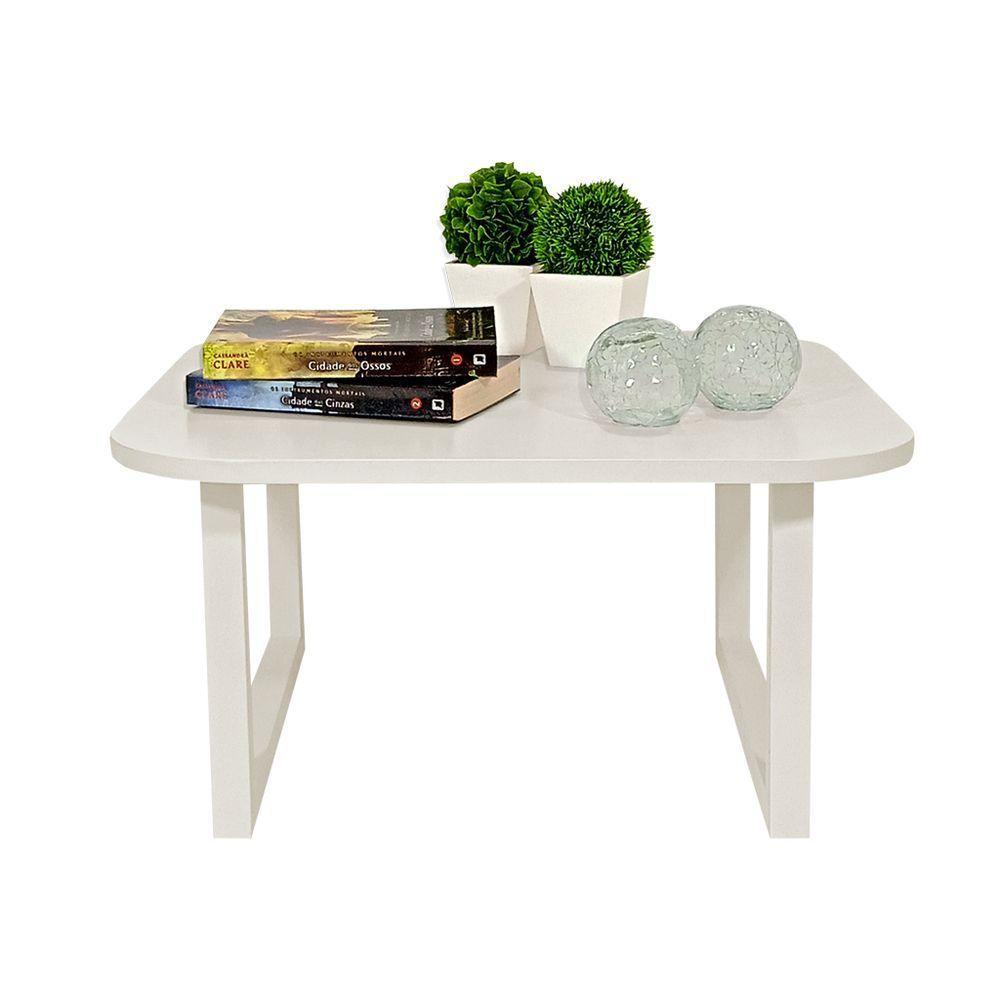 Mesa De Centro Lateral De Apoio Para Sala Estar Square Off White Laca - 2