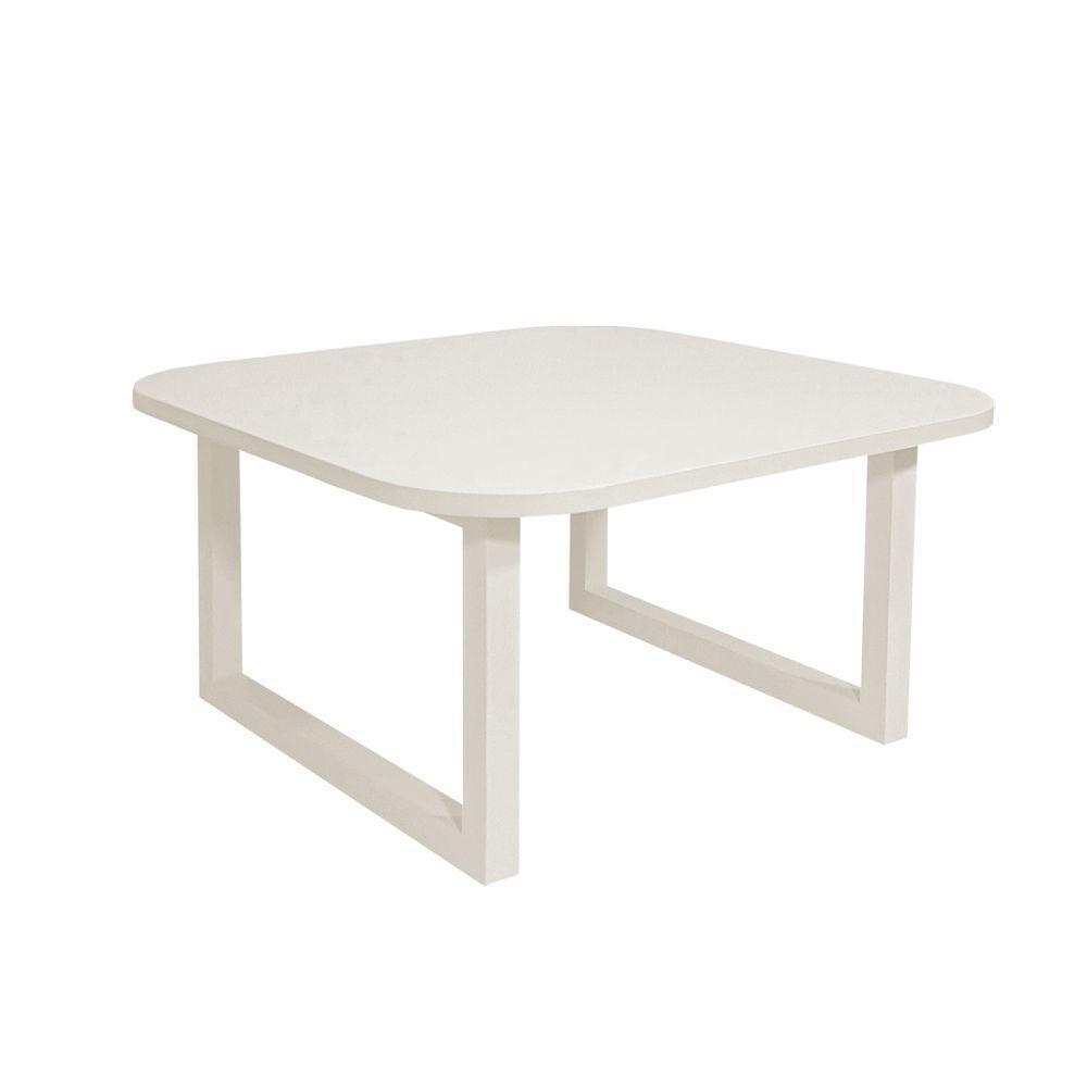 Mesa De Centro Lateral De Apoio Para Sala Estar Square Off White Laca - 3