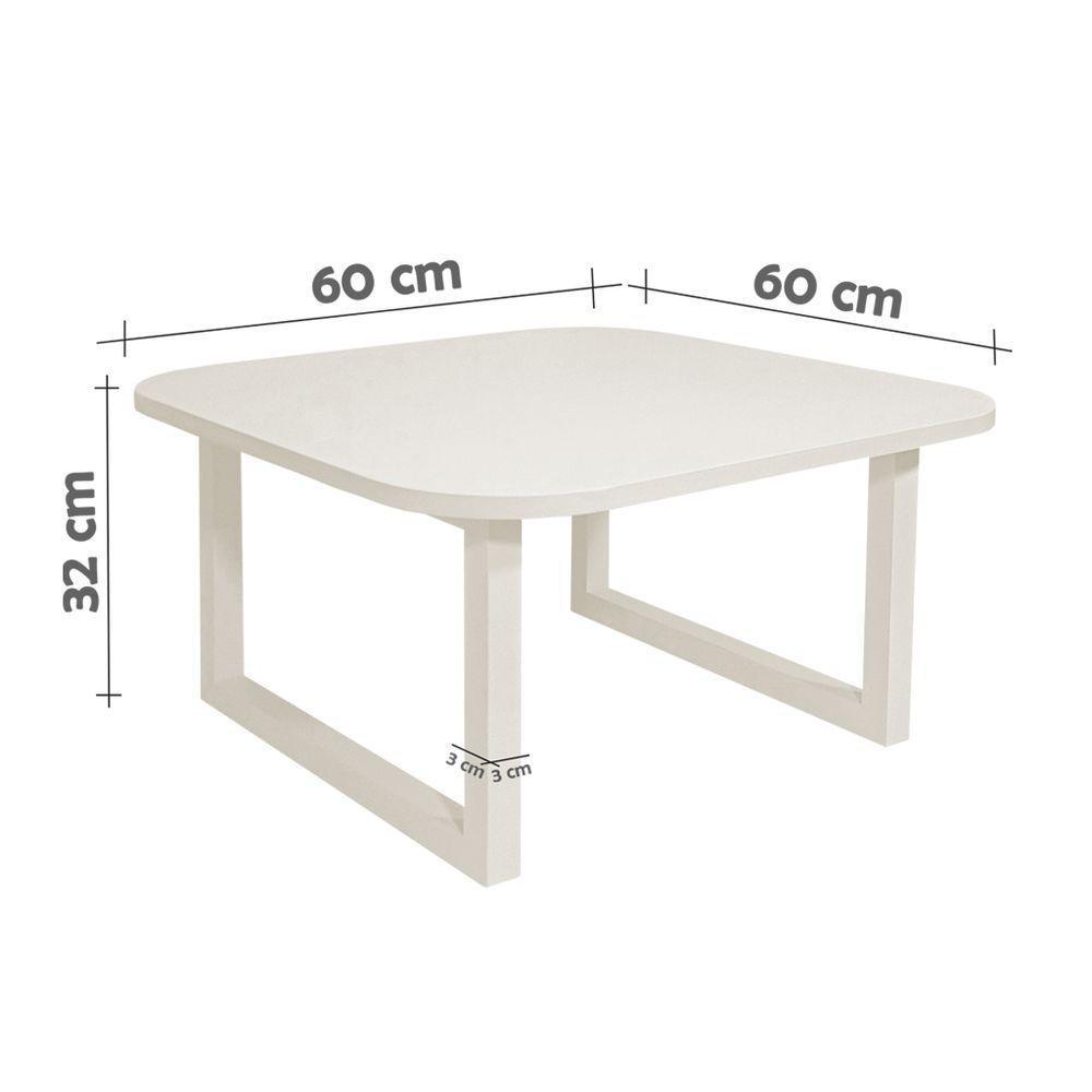 Mesa De Centro Lateral De Apoio Para Sala Estar Square Off White Laca - 5