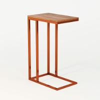 Mesa Lateral Encaixe Elena Cobre E Tampo Amendoa New Green - Marrom - 3