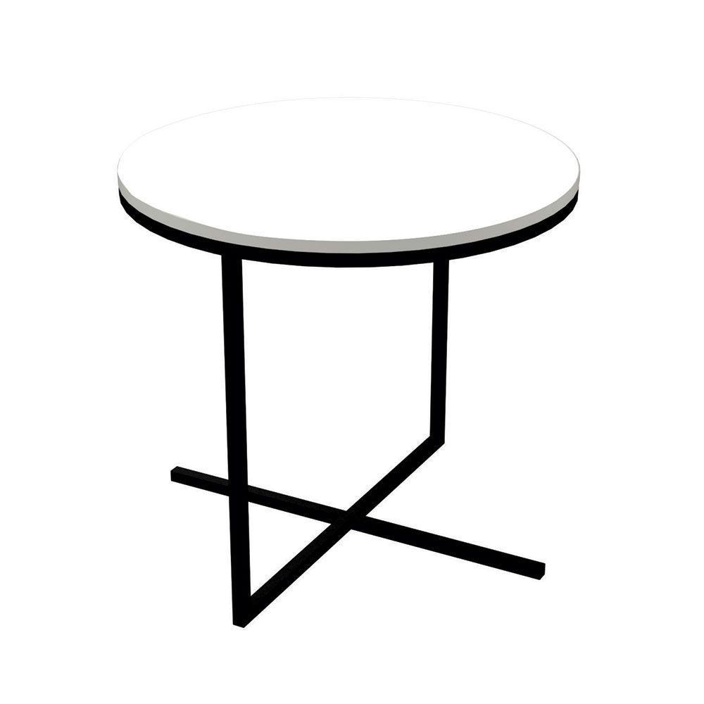 Mesa de Centro Volpi Branco Base Metálica Preto 46cm - 1