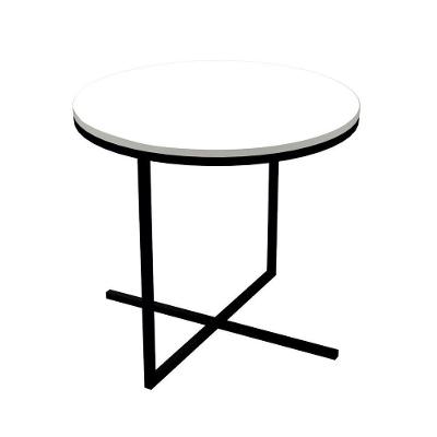 Mesa de Centro Volpi Branco Base Metálica Preto 46cm