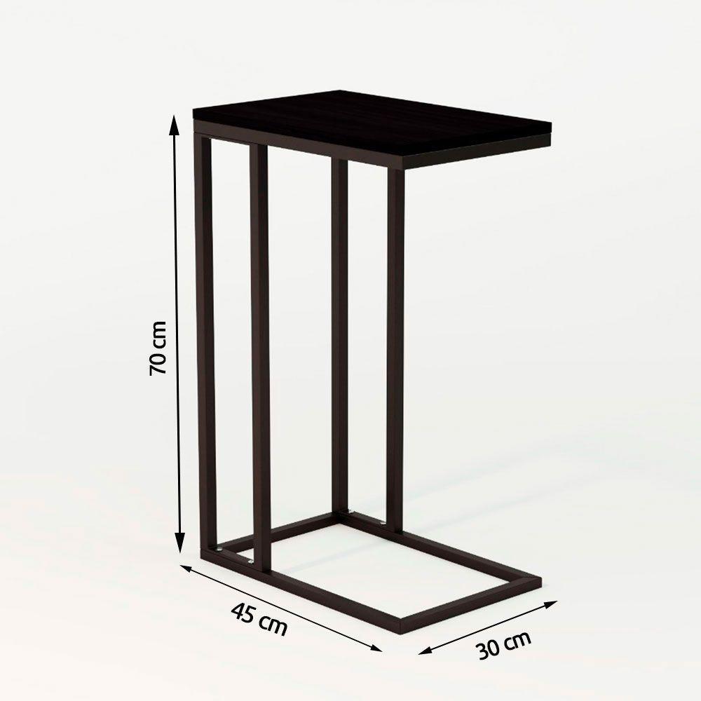 Mesa Lateral Encaixe Elena Preto E Tampo Preto - Preto - 2