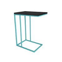 Mesa Lateral Industrial Elena Tampo Preto Base Ferro Azul Turquesa - Preto - 3