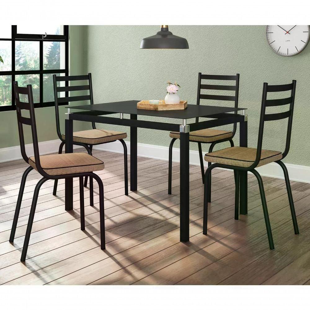 Kit Mesa Malva Sf Fosco Tp Vidro 1,07 Preto C/04 Cad 118 - 1