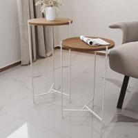 Mesa Lateral Redonda Áquila Branca E Tampo Imbuia - Marrom - 1