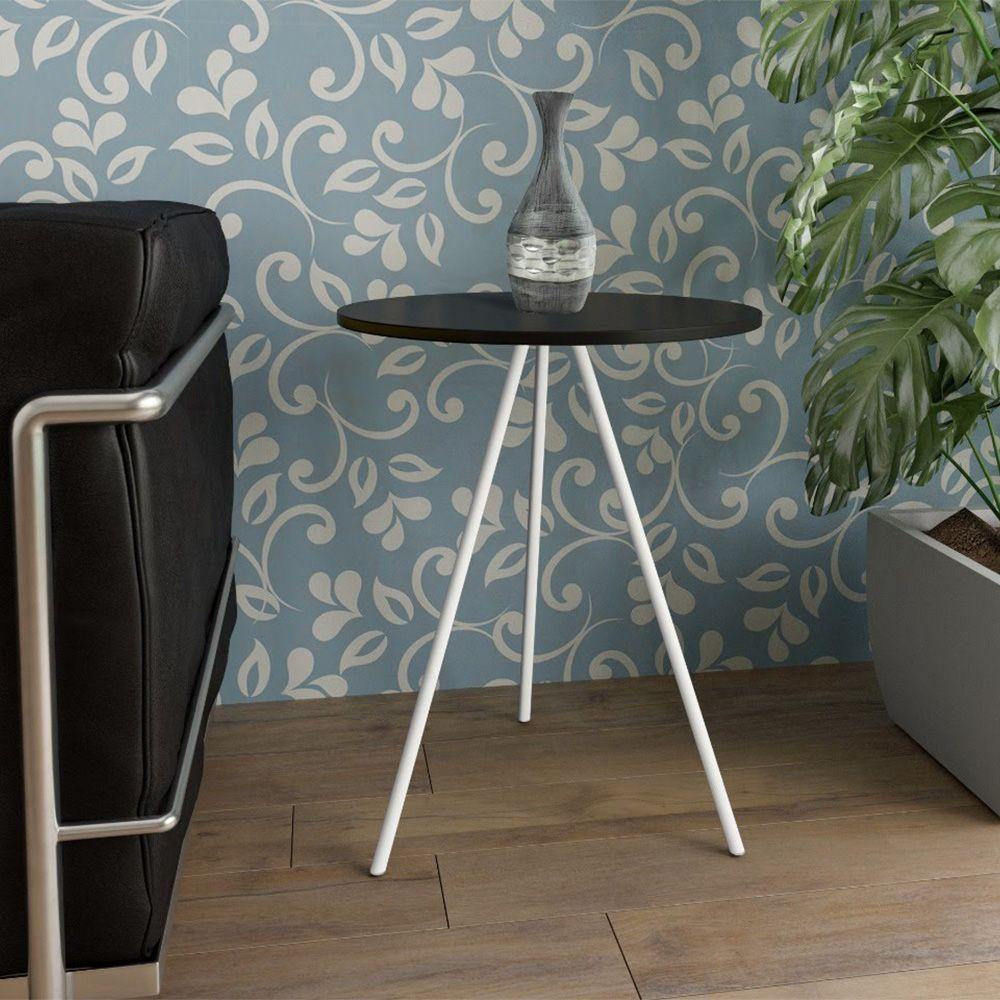 Mesa Lateral Gabriela Wood Preto E Branco - Preto - 1