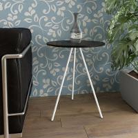 Mesa Lateral Gabriela Wood Preto E Branco - Preto - 1