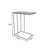 Mesa Lateral Industrial Elena Tampo Preto Base Ferro Off White - Preto