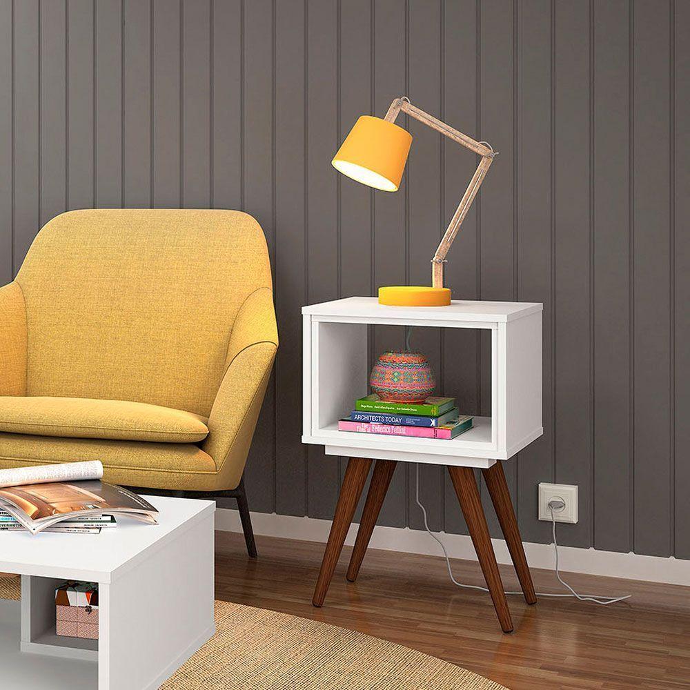 Mesa Lateral Retrô 40 Olivar - Cor: Branco - 1