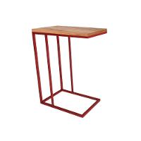 Mesa Lateral Industrial Elena Tampo Amendoa Base Ferro Vermelho - Preto - 3