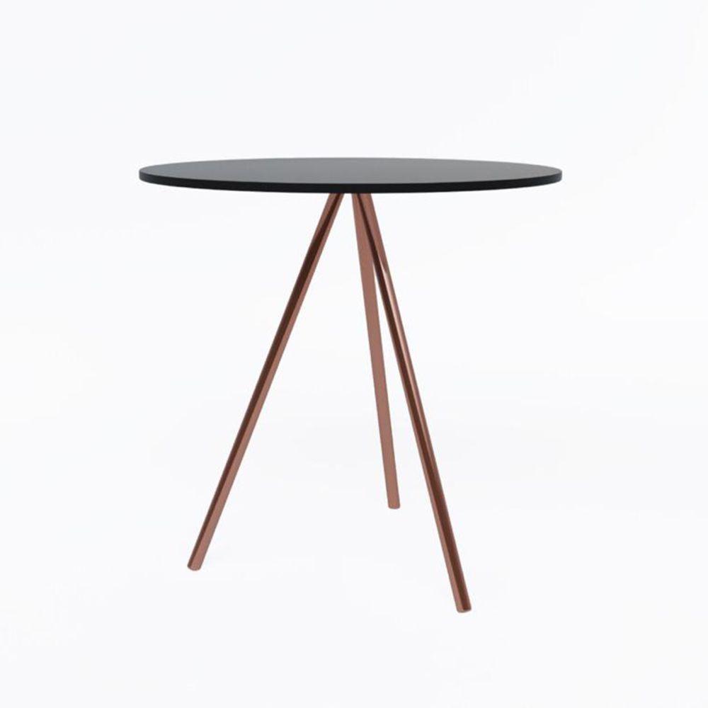 Mesa Lateral Gabriela Wood Tampo Madeira Preto Pés Cobre - Preto - 3