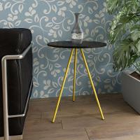 Mesa Lateral Gabriela Wood Preto E Amarelo - Preto - 1