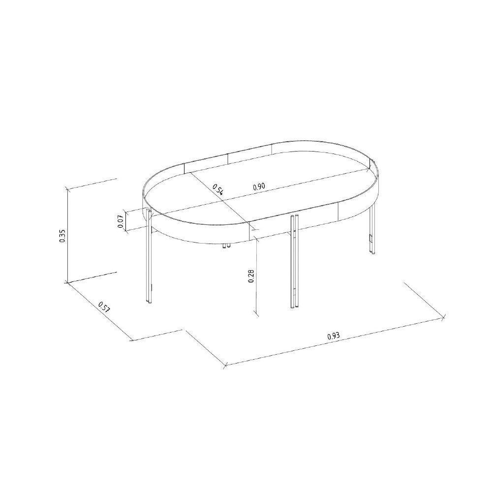 Mesa De Centro Decorativo Grimaldi Base Aço Com Detalhe Em Couro Caramelo/Preto G77 - 3