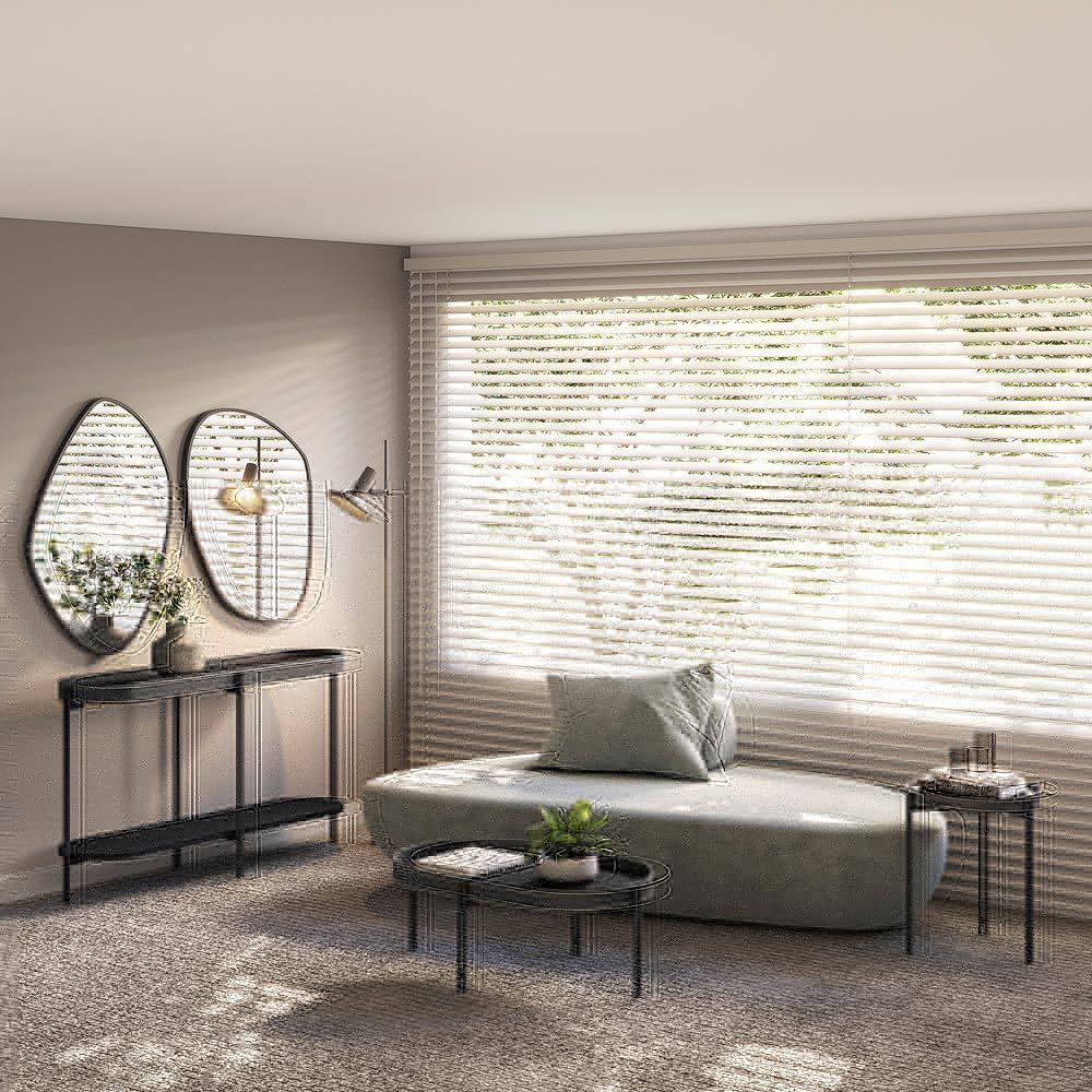 Mesa De Centro Decorativo Grimaldi Base Aço Com Detalhe Em Couro Preto G77 - 7