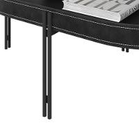 Mesa De Centro Decorativo Grimaldi Base Aço Com Detalhe Em Couro Preto G77 - 3