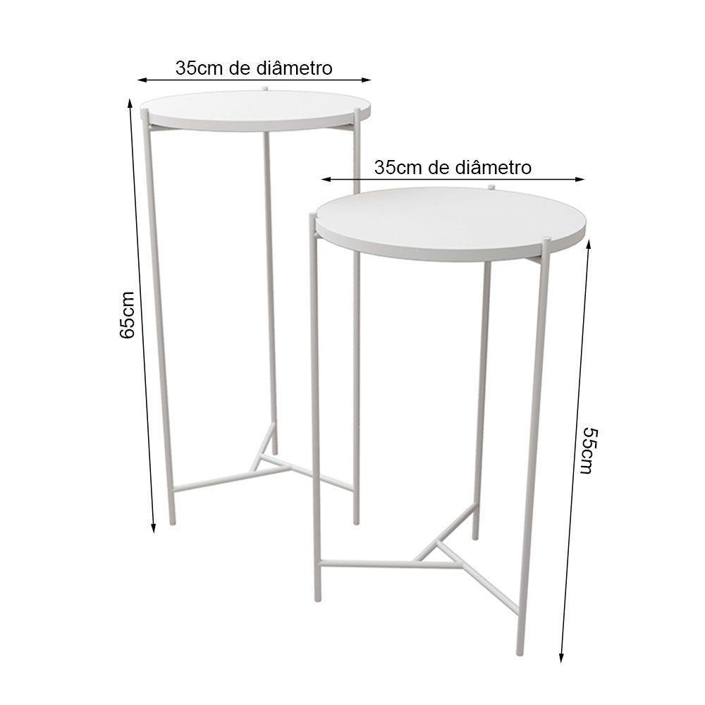 Mesa Lateral Redonda Áquila Branca Tampo Branco - Branco - 2