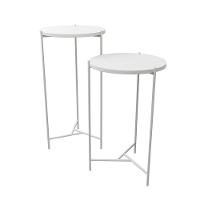 Mesa Lateral Redonda Áquila Branca Tampo Branco - Branco - 3