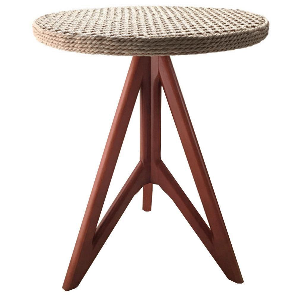 Mesa De Apoio Gávia Ozki 62 Cm Madeira Eucalipto Amêndoa Corda Plana Rami - 1