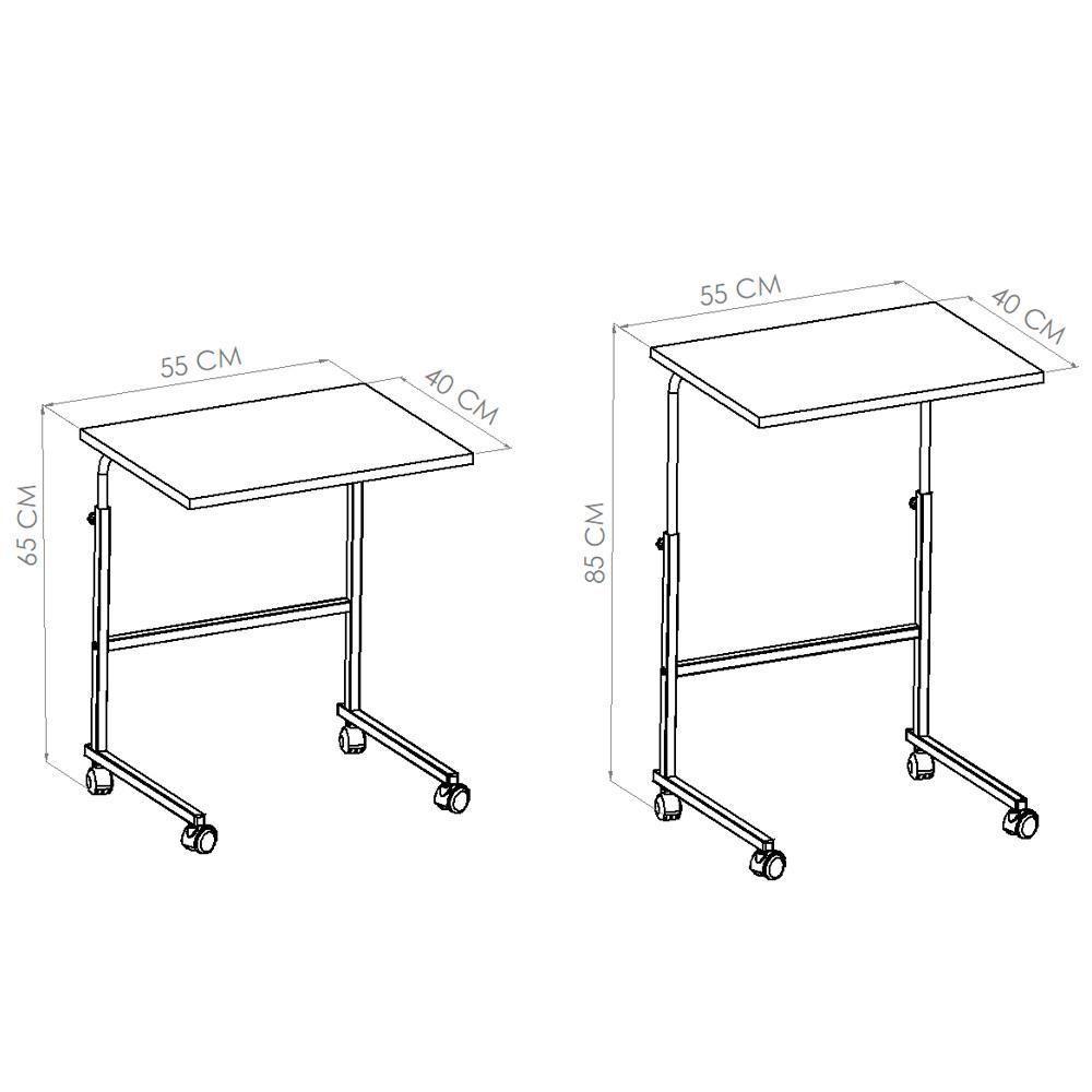 Mesa De Apoio Lateral Para Notebook Com Rodizios Preto Noce Oro Pp Milani Store Preto Noce Oro - 8