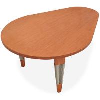 Mesa De Centro Oval Elon Ozki 80 Cm Madeira Eucalipto Cedro Corda Chata Prata - 5
