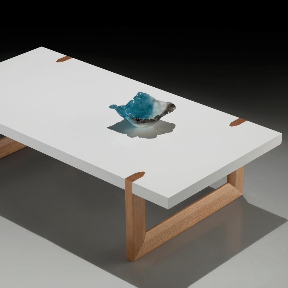 Mesa De Centro Zurique Univ Retangular 120 Cm Tampo Madeira Branca Base Madeira Amêndoa - 2