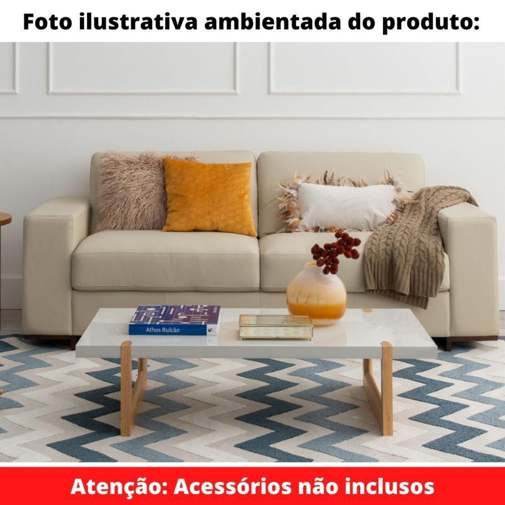 Mesa De Centro Zurique Univ Retangular 120 Cm Tampo Madeira Branca Base Madeira Amêndoa - 6