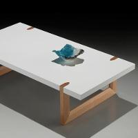 Mesa De Centro Zurique Univ Retangular 120 Cm Tampo Madeira Branca Base Madeira Amêndoa - 2