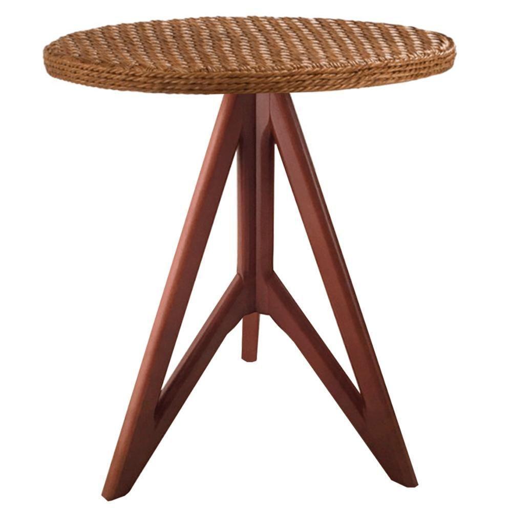 Mesa De Apoio Gávia Ozki 62 Cm Madeira Eucalipto Amêndoa Junco Natural - 1