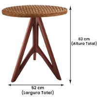 Mesa De Apoio Gávia Ozki 62 Cm Madeira Eucalipto Amêndoa Junco Natural