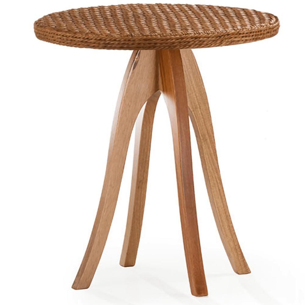 Mesa De Apoio Esfera Ozki 62 Cm Madeira Eucalipto Cedro Junco Natural - 1