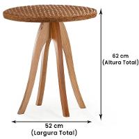 Mesa De Apoio Esfera Ozki 62 Cm Madeira Eucalipto Cedro Junco Natural