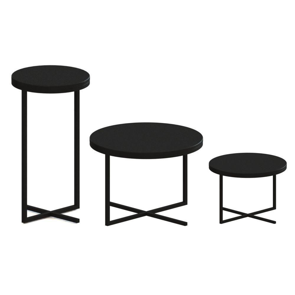 Conjunto Mesas De Centro Volpi Preto - Artesano - 1