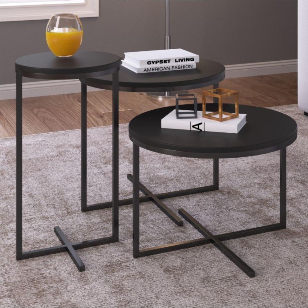 Conjunto Mesas De Centro Volpi Preto - Artesano - 4