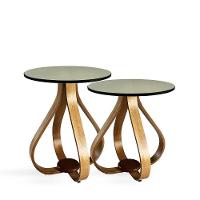 Conjunto Mesa Lateral De Canto Pés Cebola Espelhada Preto - 1