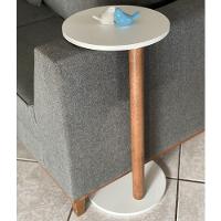 Mesa De Apoio Monopé Lateral Redonda Sofá Ou Cama Branca - 3