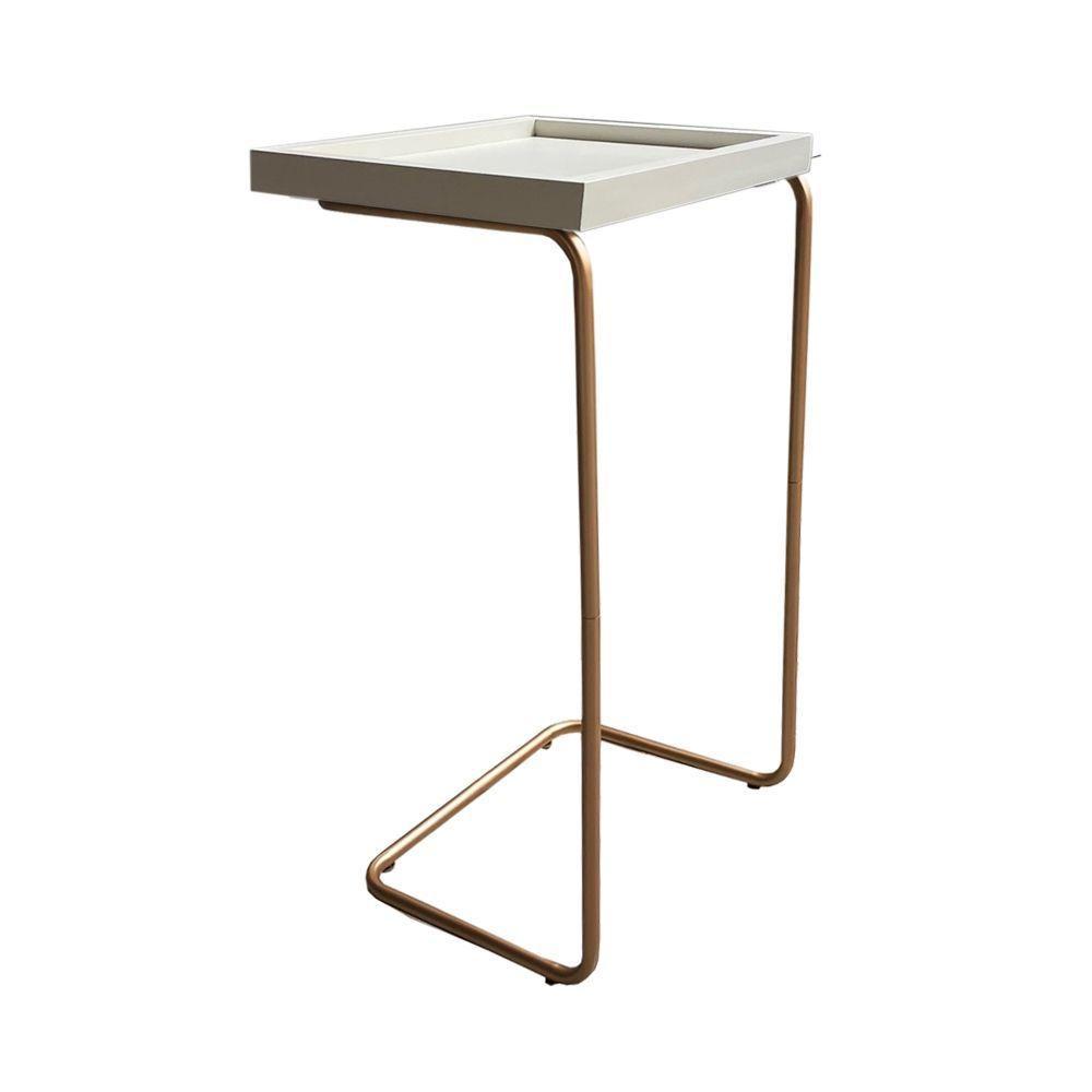 Mesa De Apoio Lateral Para Sofá Ou Cama Branca Cobre - 1