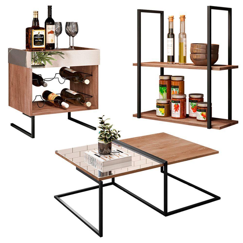 Kit Mesa De Centro E Prateleira Multiuso Demolição - 1