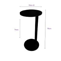 Mesa De Apoio Monopé Lateral Redonda Para Sofá Ou Cama Preta - 2