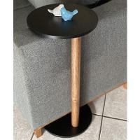 Mesa De Apoio Monopé Lateral Redonda Para Sofá Ou Cama Preta - 3