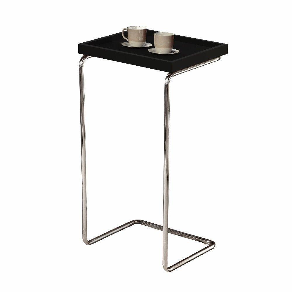 Mesa Apoio Lateral Para Sofá Pé Cromado LarFlex Cor:laca Preto - 1