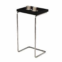 Mesa Apoio Lateral Para Sofá Pé Cromado LarFlex Cor:laca Preto - 1