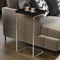 Mesa Apoio Lateral Para Sofá Pé Cromado LarFlex Cor:laca Preto - 5