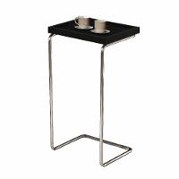 Mesa Apoio Lateral Para Sofá Pé Cromado LarFlex Cor:laca Preto - 6