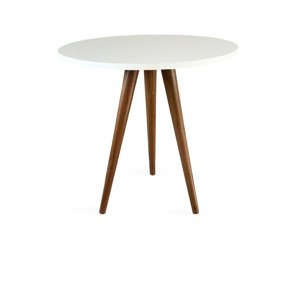 Mesa Lateral De Canto Tripé 50X50Cm Branco - 1