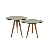 Conjunto Mesa Lateral De Canto Tripé Espelhada Preto - 1