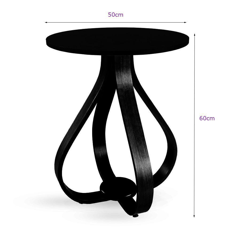 Mesa Lateral De Canto Pés Cebola 60X50Cm Espelhada Preto - 2
