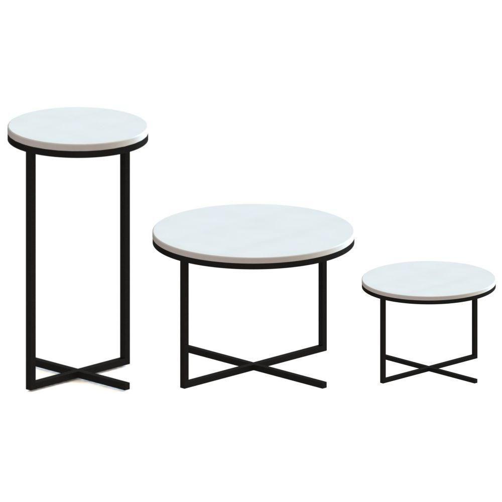 Conjunto Mesas De Centro Volpi Branco - Artesano - 1