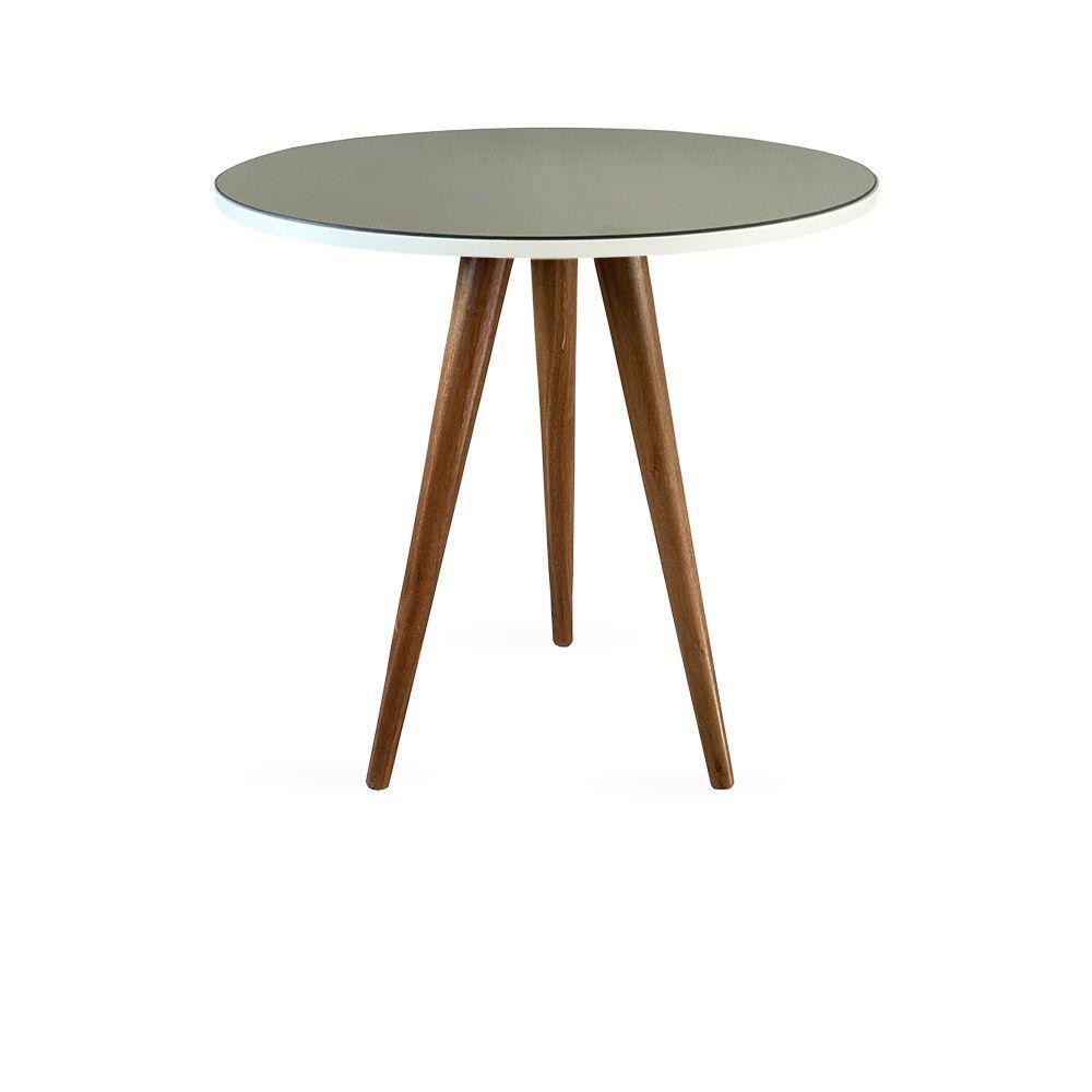 Mesa Lateral De Canto Tripé 60X50Cm Espelhada Branco - 1